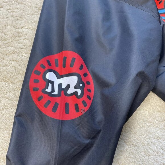 [L] KEITH HARING x MEMBERS ONLY Pyramid Heart Dance Artwork Bomber Jacket Black - Picture 10 of 10